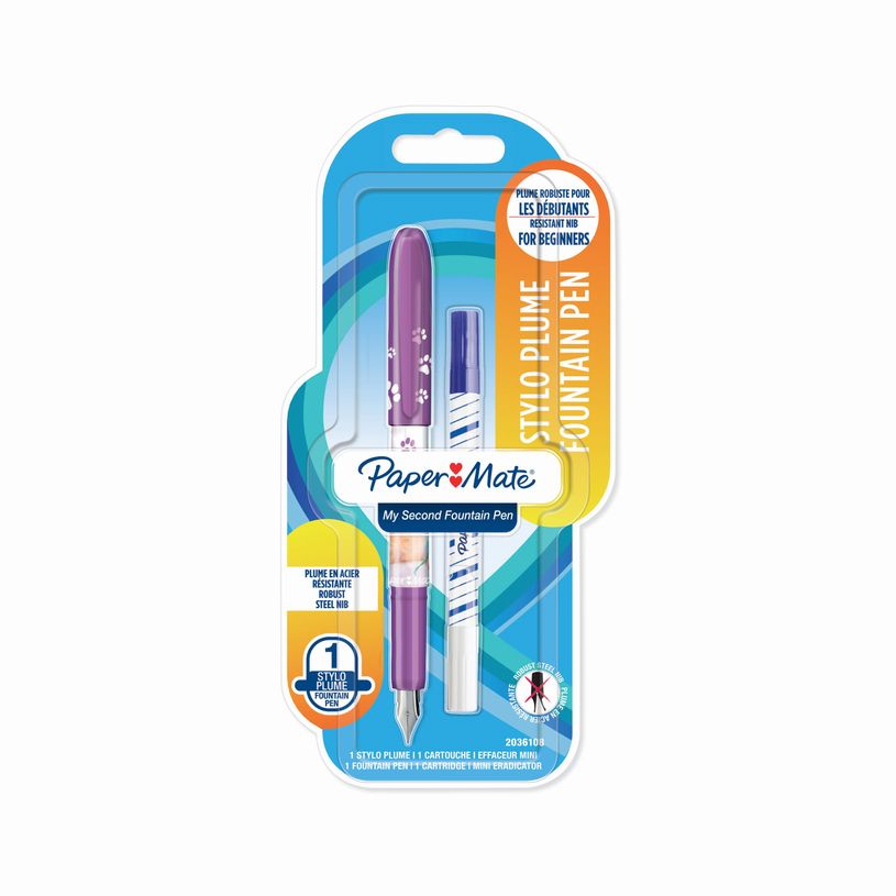 3026981412233-PAPERMATE Lot stylo plume acier + 1 cartouche + 1 effaceur-P_405111118_1-0