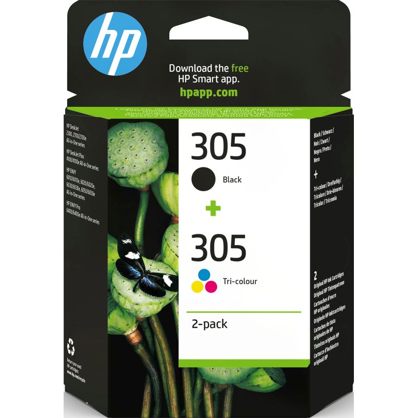 0195161166969-HP 305 - Pack de 2 - noir et 3 couleurs - cartouche d'encre originale (6ZD17AE)--0