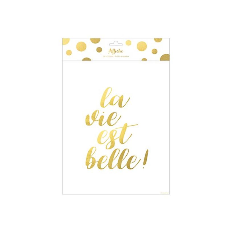 3700572722016-Kiub - Affiche métallisée A3 - La vie est belle! - 24 x 30 cm-P_405112685_1-0