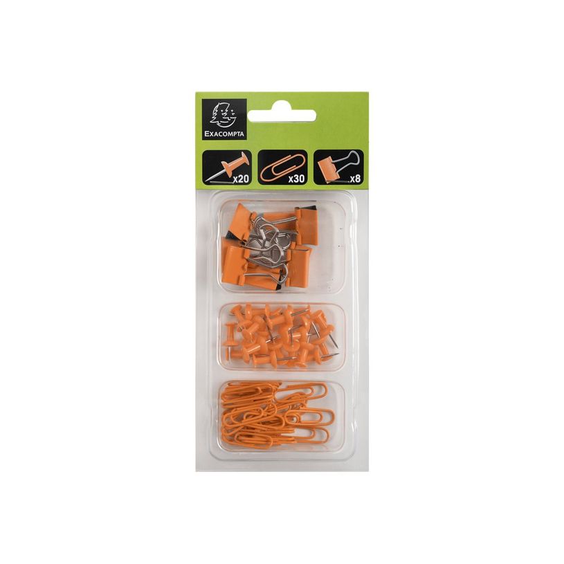3130630148548-Exacompta Iderama - Kit de 58 attaches (pince-notes, trombones et punaises) - orange-P_405112758_1-0