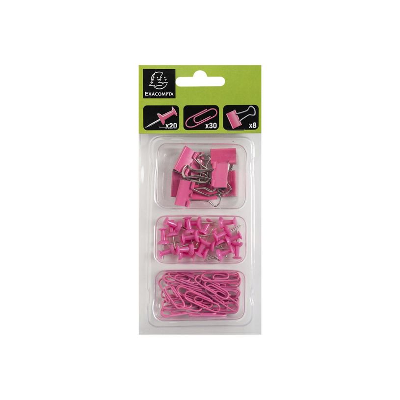 3130630148579-Exacompta Iderama - Kit de 58 attaches (pince-notes, trombones et punaises) - rose-P_405112759_4-0