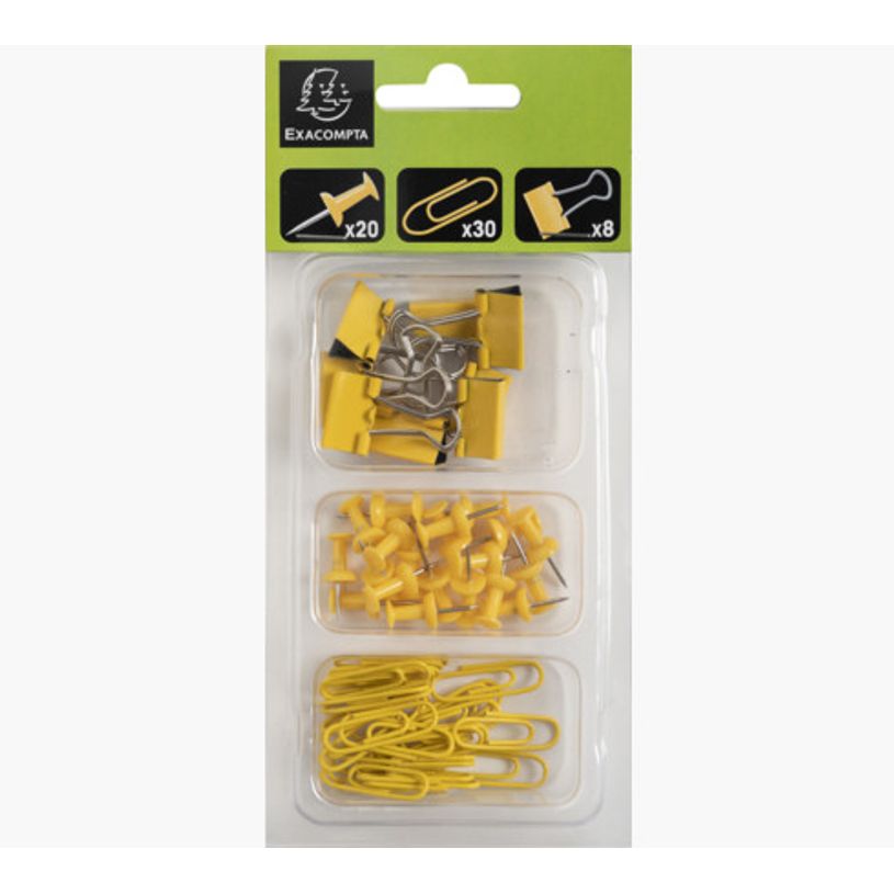 3130630148593-Exacompta Iderama - Kit de 58 attaches (pince-notes, trombones et punaises) - jaune-P_405112760_4-0