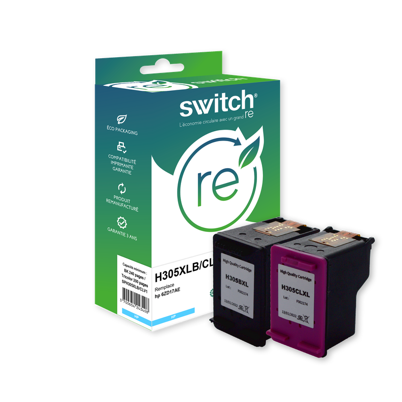 3700654244979-Cartouche remanufacturée HP 305XL - Pack de 2 - noir, cyan, magenta, jaune - Switch-P_405112791_1-0