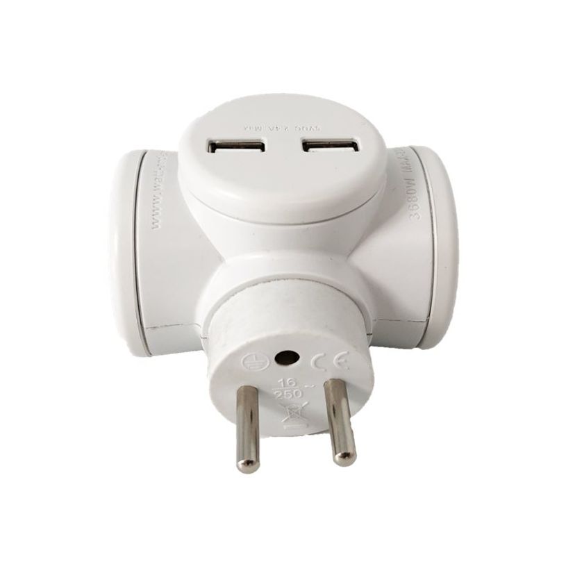 3760110687320-Watt&Co - Multiprise Biplite - 2 prises 16A et 2 ports USB - Rotative 180°-P_405112973_1-3