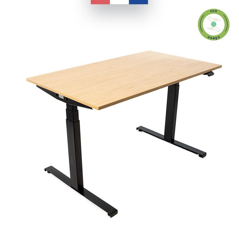 3760350281166-Bureau électrique UGO - L120x70cm - pieds noirs - plateau imitation chêne Stone-P_405113023_4-3