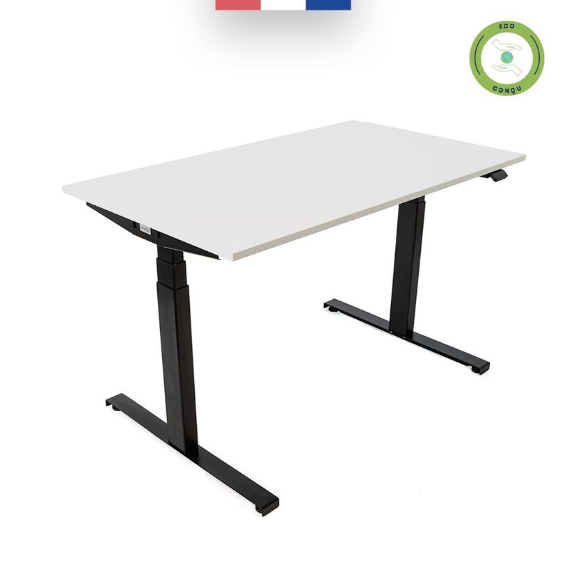 3760350281210-Bureau électrique UGO - L160x80cm - pieds noirs - plateau blanc laqué-P_405113033_2-1