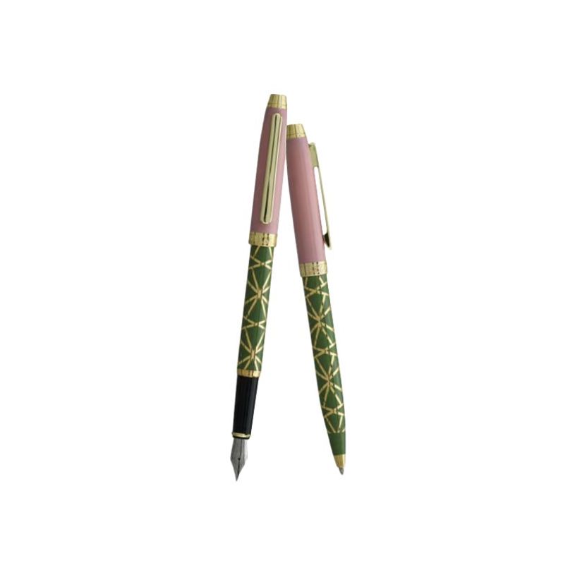 3219918262630-Enzo Varini Taormina XL Nakara - Parure de stylo à bille et stylo plume - rose et vert-P_405113210_1-0