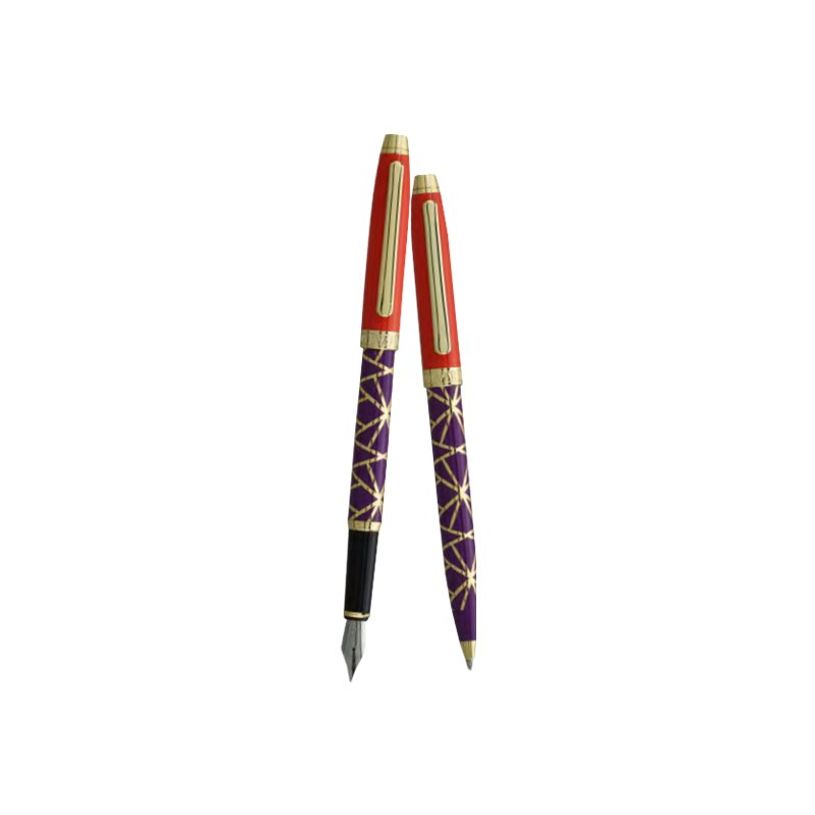 3219918262647-Enzo Varini Taormina XL Nakara - Parure de stylo à bille et stylo plume - violet et orang-P_405113213_1-0