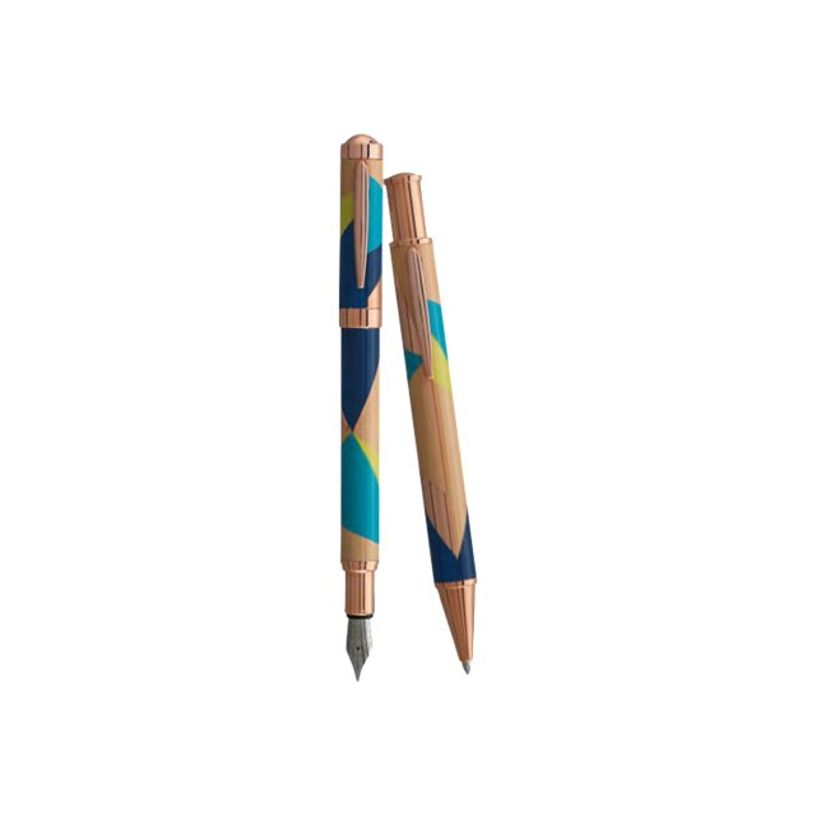 3219918262708-Enzo Varini Palazzo Scandinavo - Parure de stylo à bille et stylo plume - bleu rose-P_405113234_1-0