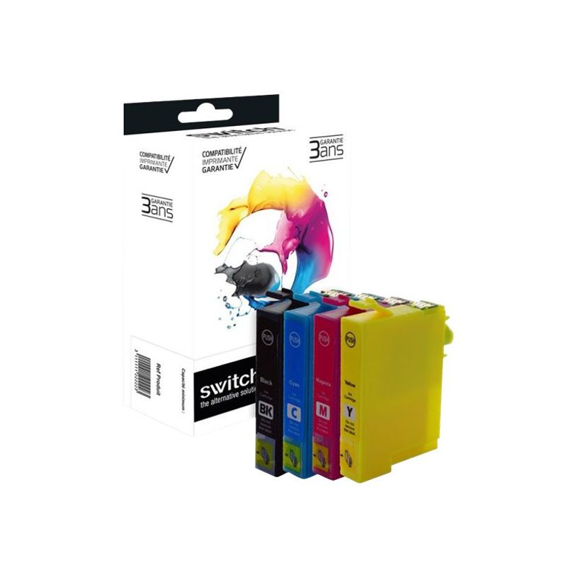 3700654296824-Cartouche remanufacturée Epson T1295 Pomme - pack de 4 - noir, jaune, cyan, magenta - Swi-P_405113323_2-1