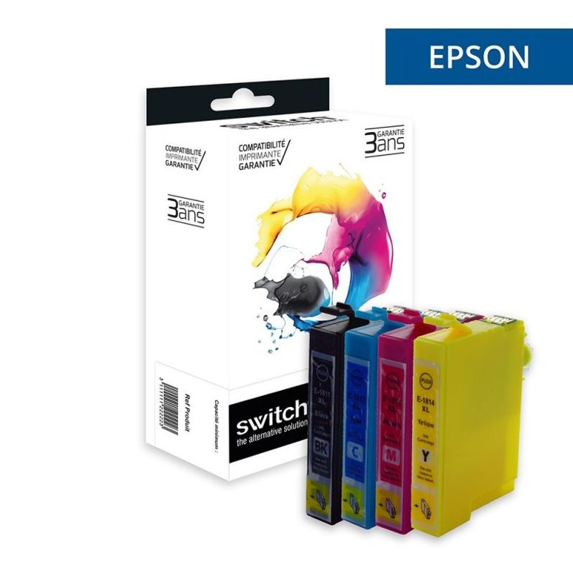 3700654296848-Cartouche remanufacturée Epson 18XL Pâquerette - pack de 4 - noir, jaune, cyan, magenta -P_405113325_1-0