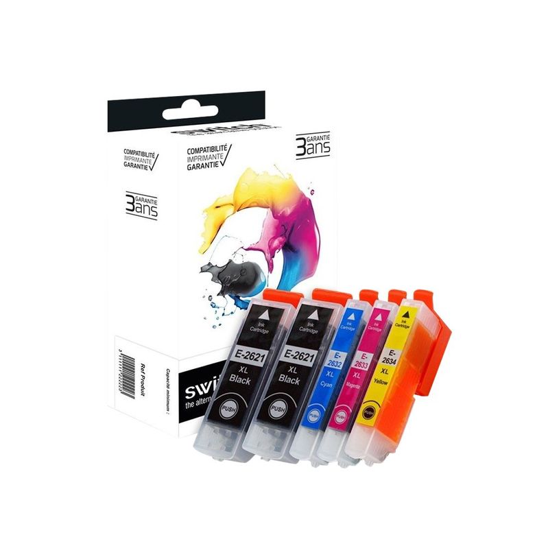 3700654296855-Cartouche compatible Epson 26XL Ours Polaire - pack de 4 - noir, cyan, magenta, jaune - Sw-P_405113326_2-1
