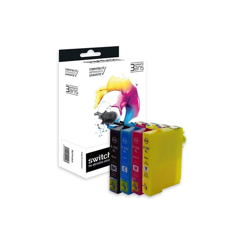 3700654296879-Cartouche compatible Epson 502XL Jumelles - pack de 4 - noir, jaune, cyan, magenta - Switc-P_405113328_2-1