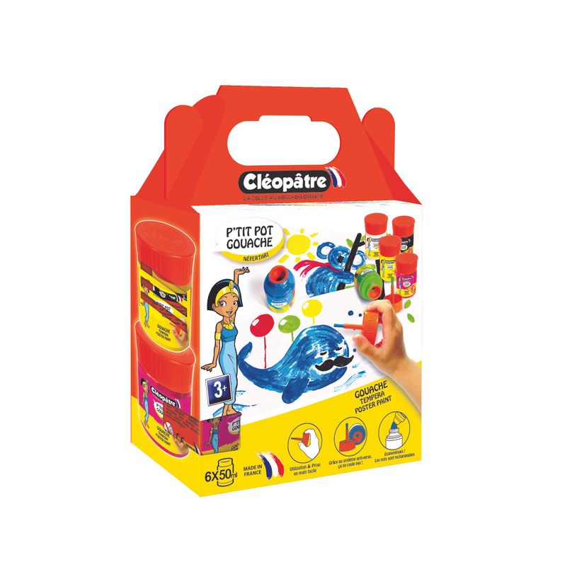 3134725014657-Cléopâtre NÉFERTARI - 6 Pots de peinture 50 ml - couleurs assorties - pinceau intégré-P_405113478_6-1