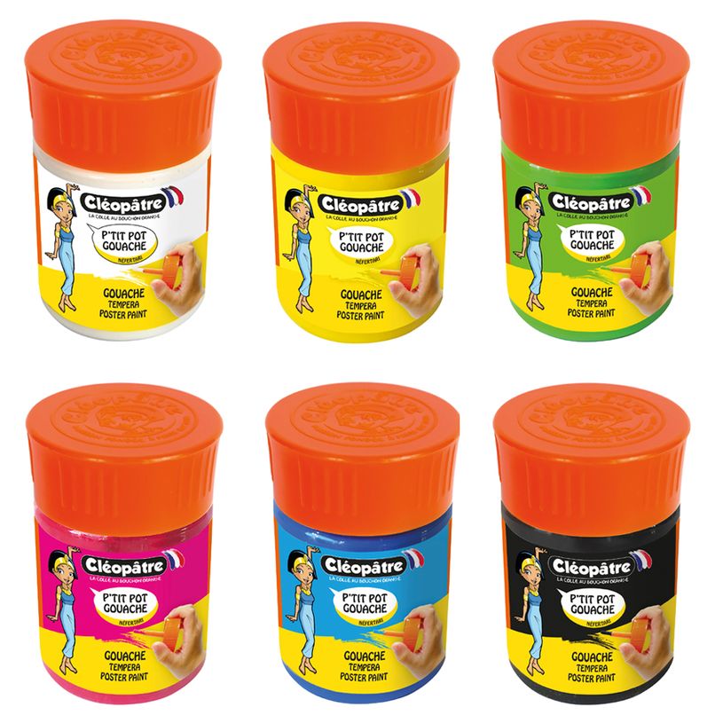 3134725014657-Cléopâtre NÉFERTARI - 6 Pots de peinture 50 ml - couleurs assorties - pinceau intégré-P_405113478_7-2