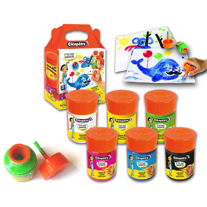 3134725014657-Cléopâtre NÉFERTARI - 6 Pots de peinture 50 ml - couleurs assorties - pinceau intégré-P_405113478_8-3