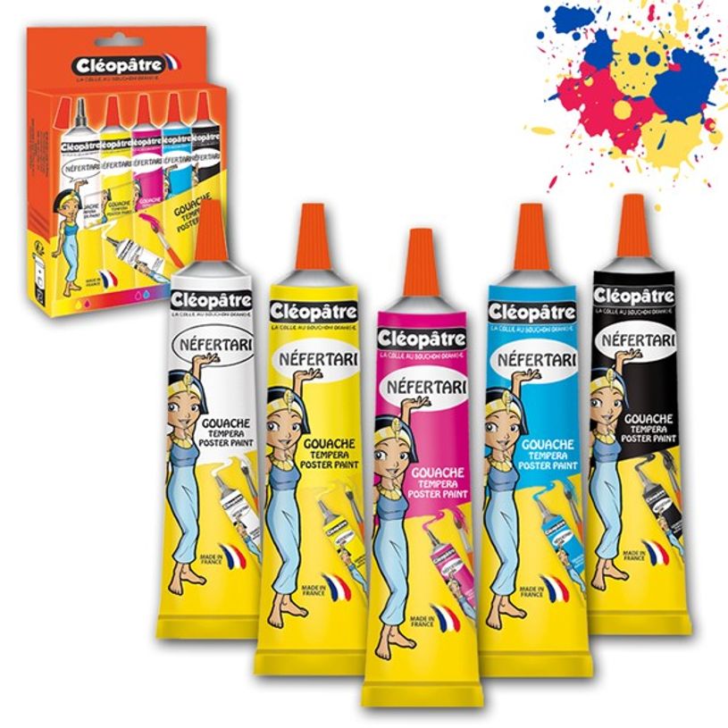 3134725014688-Cléopâtre NEFERTARI - Boîte de 5 tubes de Peinture Gouache avec embout fin - 5 x 30 ml-P_405113479_1-0
