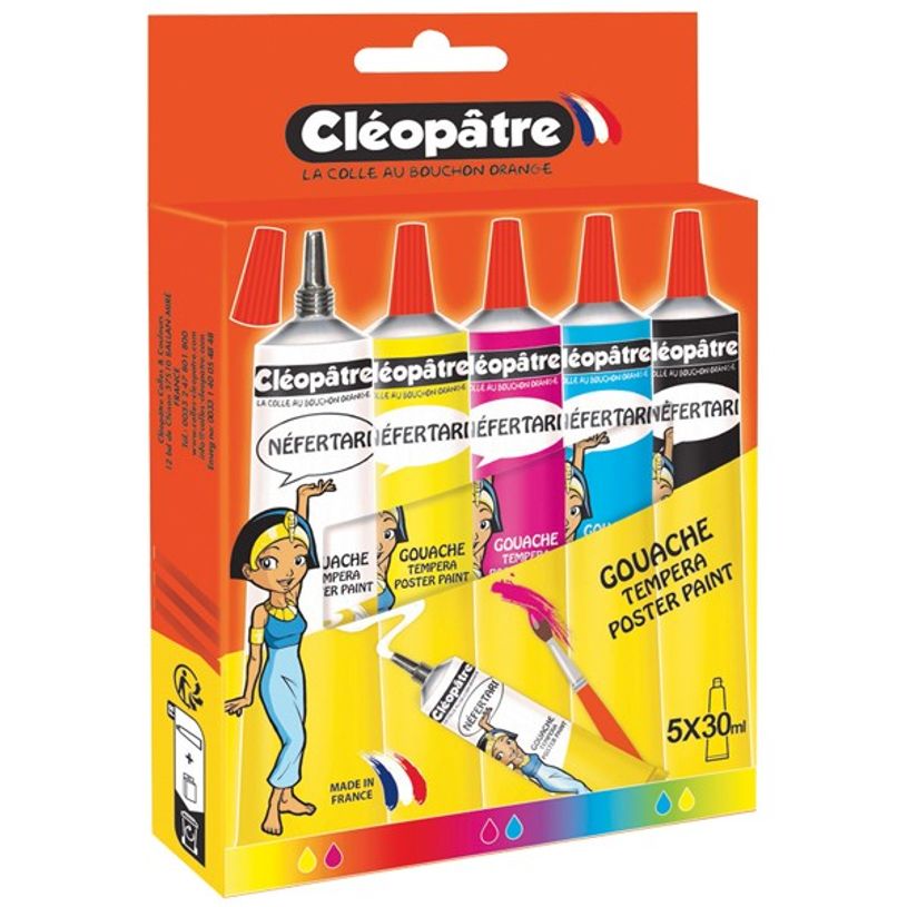 3134725014688-Cléopâtre NEFERTARI - Boîte de 5 tubes de Peinture Gouache avec embout fin - 5 x 30 ml-P_405113479_2-1