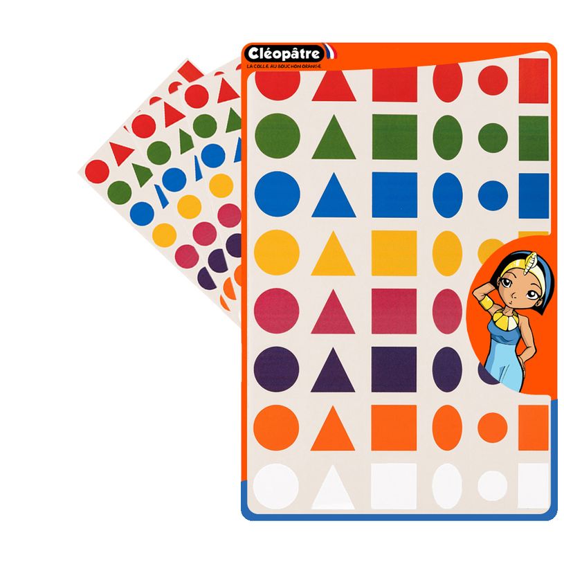 3134725022775-Cléopâtre - 192 gommettes géométriques - 8 couleurs - repositionnables-P_405113480_3-0