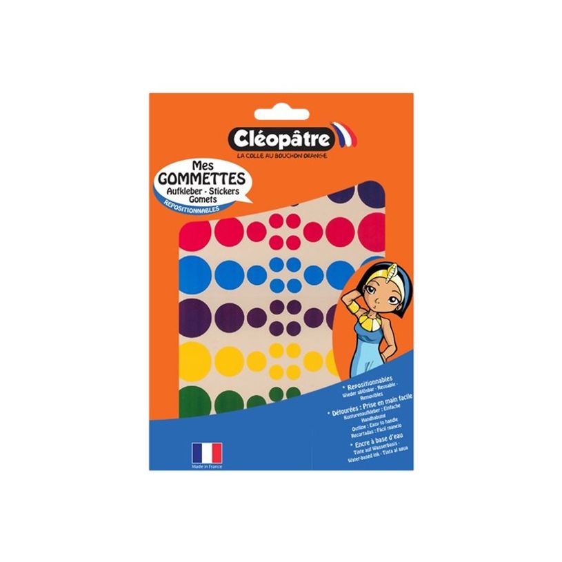 3134725022867-Cléopâtre - Gommettes rondes - 8 couleurs - repositionnables-P_405113481_2-3