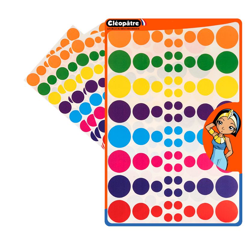 3134725022867-Cléopâtre - Gommettes rondes - 8 couleurs - repositionnables-P_405113481_3-0