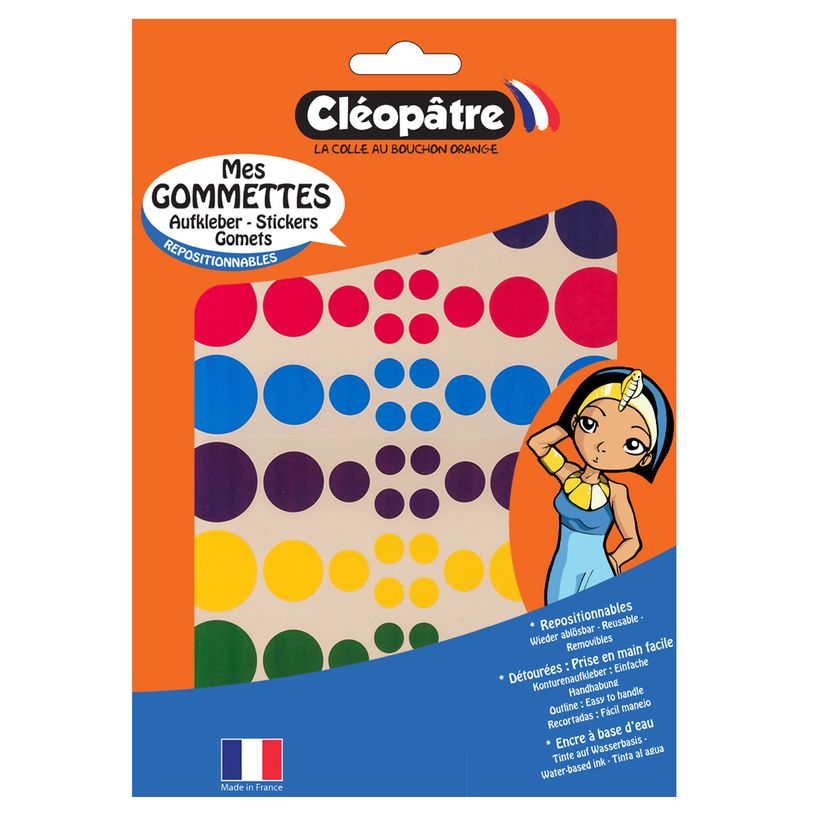 3134725022867-Cléopâtre - Gommettes rondes - 8 couleurs - repositionnables-P_405113481_5-2