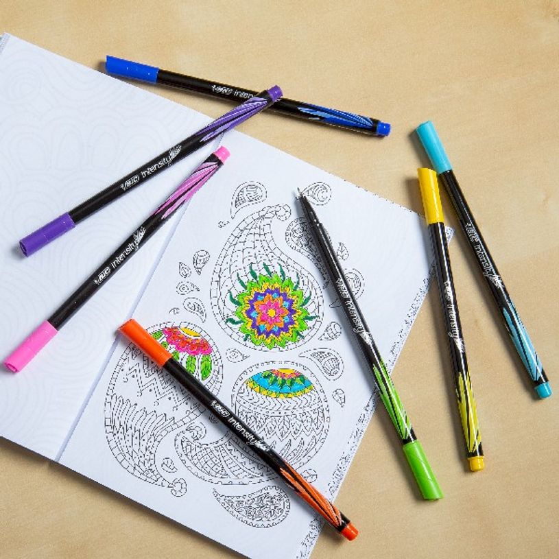 3086123671553-BIC Intensity - Kit d’Écriture avec 8 Stylos Feutres (4 pointe fine et 4 pointe moyenne) + 1 Carnet d-P_405113549_3-2