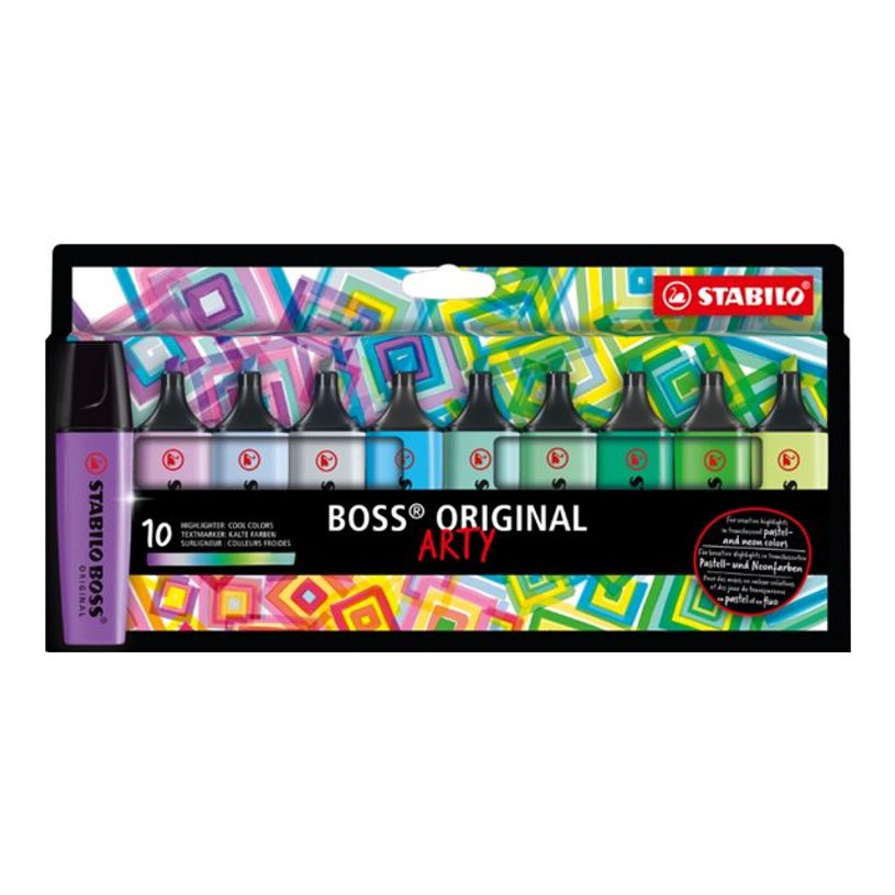 4006381577816-STABILO BOSS ORIGINAL ARTY - Pack de 10 surligneurs - couleurs froides assorties-P_405113575_1-0