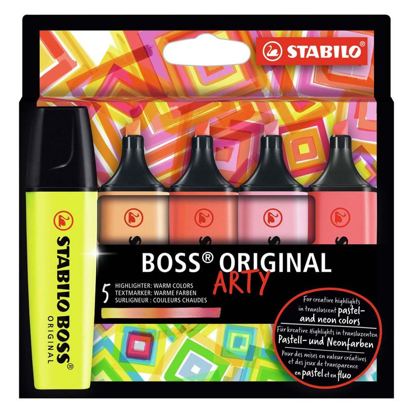 4006381577724-STABILO BOSS ORIGINAL ARTY - Pack de 5 surligneurs - couleurs chaudes assorties-P_405113584_1-0