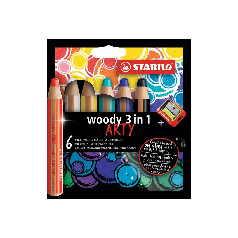 4006381547123-STABILO woody 3 in 1 ARTY - 6 Crayons de couleur - noir, jaune, turquoise, bleu d'outremer-P_405113589_1-0