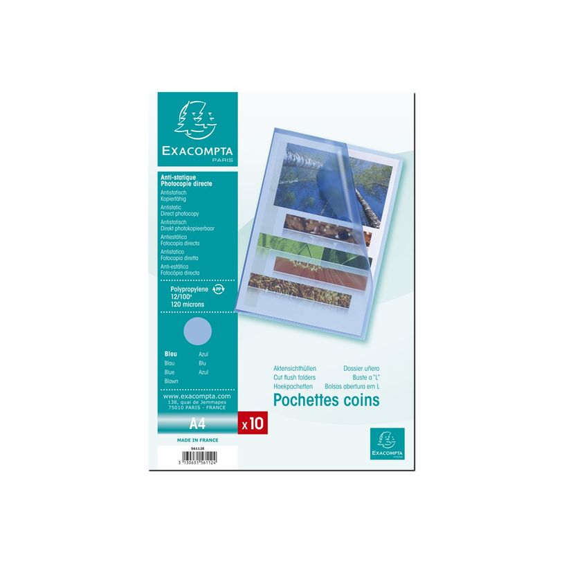 3130631561124-Exacompta - 10 Pochettes coin - A4 - 12/100 - bleu transparent-P_405113668_2-1