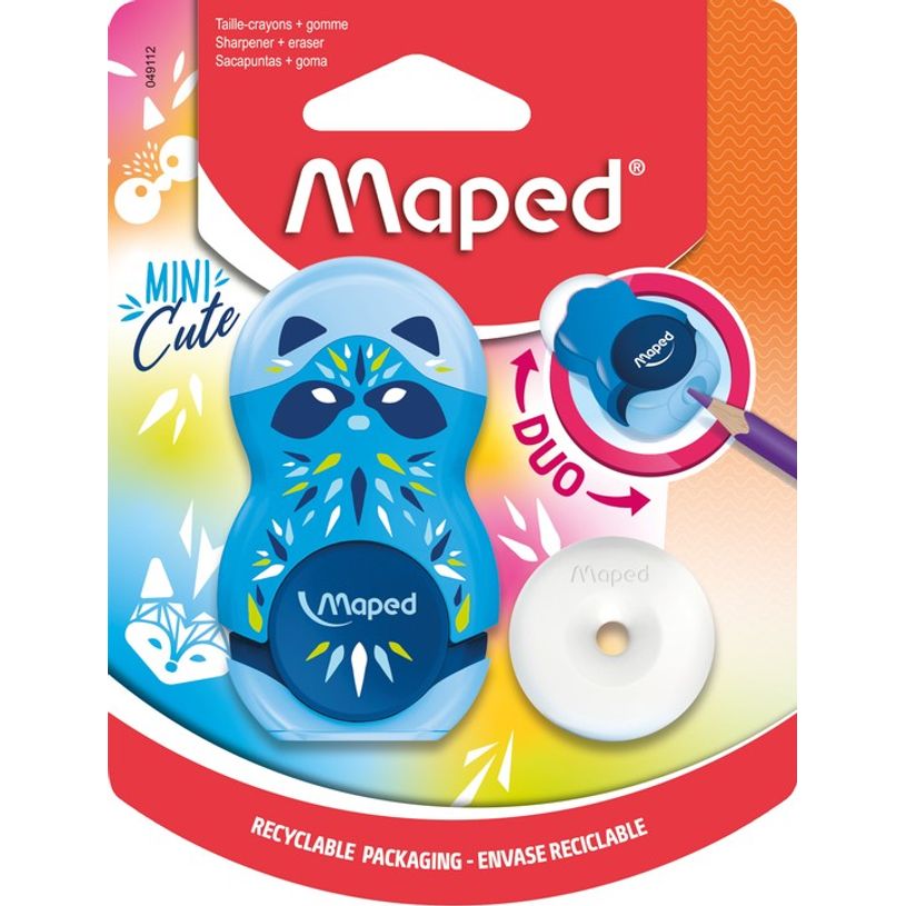 3154140491123-Maped Loopy Mini Cute - Taille crayon gomme 2-en-1 (blister) - 1 trou - disponible dans di-P_405113709_1-0