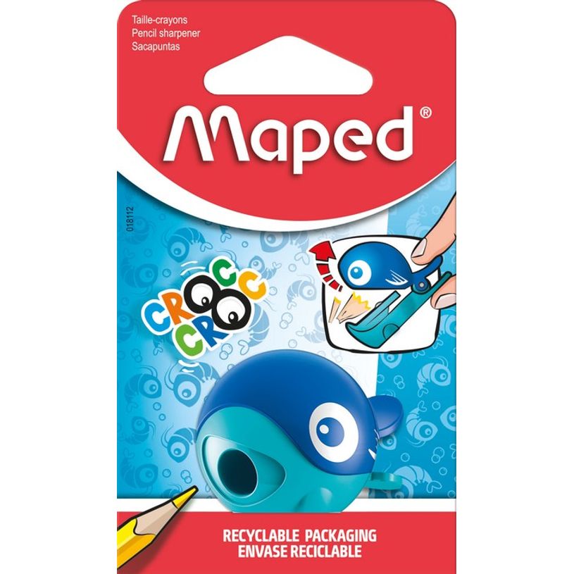 3154140181123-Maped Croc Croc Easy - Taille crayon (blister) - 1 trou - motif Coccinelle ou Baleine-P_405113756_2-1