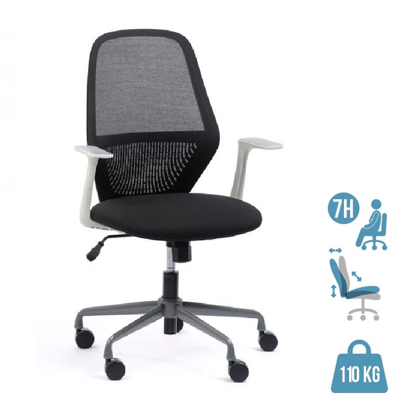3701338802331-Fauteuil de bureau TIME - accoudoirs fixes gris clair - gris foncé-P_405113815_1-0