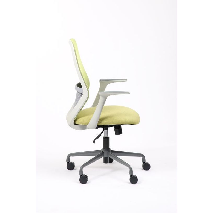 3701338802232-Fauteuil de bureau TIME - accoudoirs fixes gris clair - vert-P_405113817_3-2
