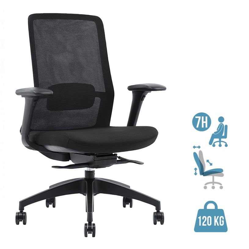 3701338802416-Fauteuil de bureau POLAR - accoudoirs réglables - appuie-tête en option - noir-P_405113825_1-0