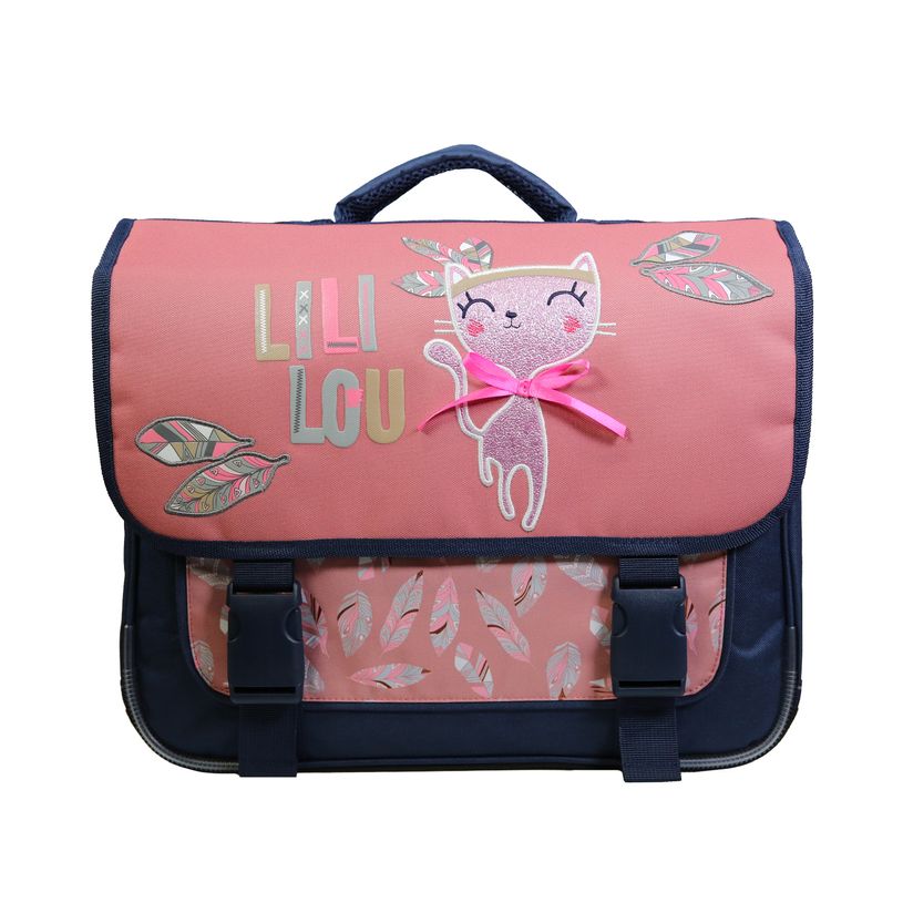 3666311001944-Cartable Lililou 38 cm - 2 compartiments - rose - Bagtrotter-P_405114014_1-0