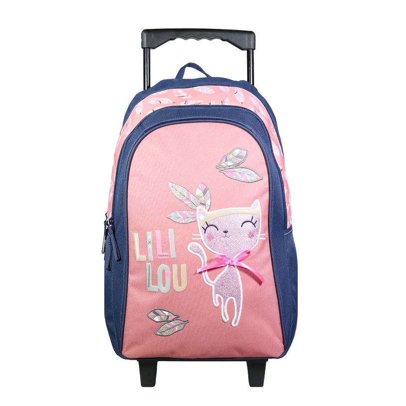 3666311001920-Sac à dos à roulettes Lililou - 1 compartiment - rose - Bagtrotter-P_405114017_1-0