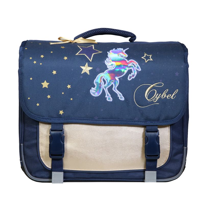 3666311001739-Cartable Cybel 38 cm - 2 compartiments - bleu marine et doré - Bagtrotter-P_405114034_1-0