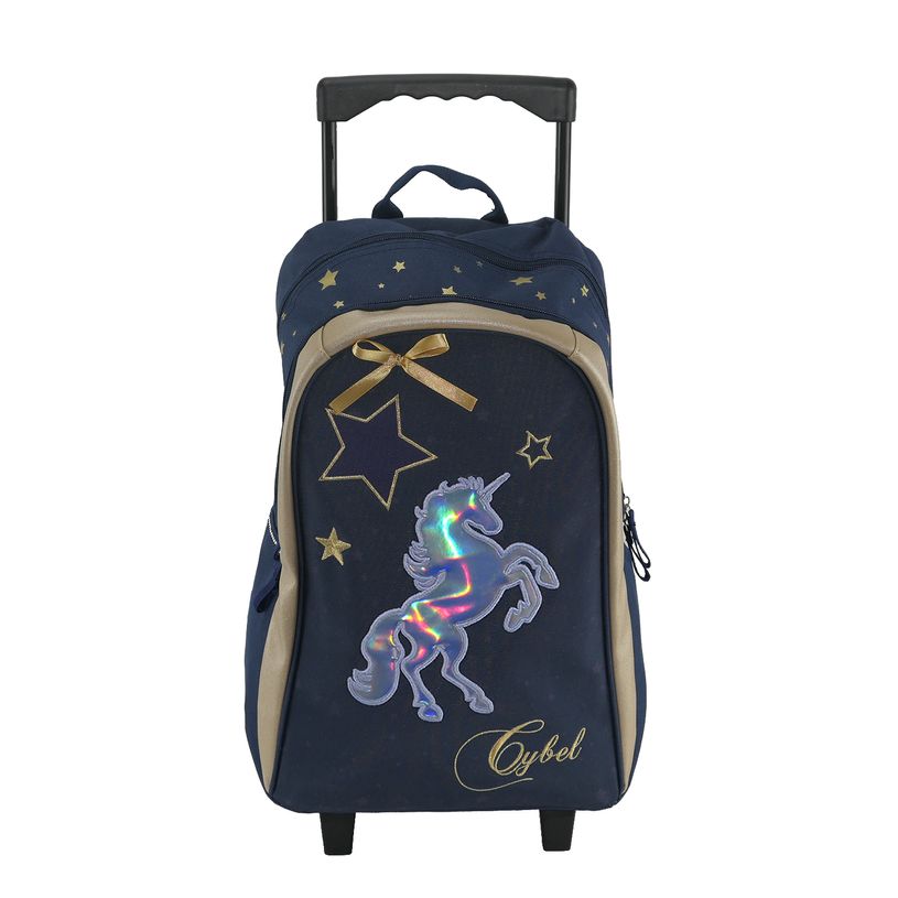 3666311001715-Sac à dos à roulettes Cybel - 1 compartiment - bleu marine et doré - Bagtrotter-P_405114037_1-0