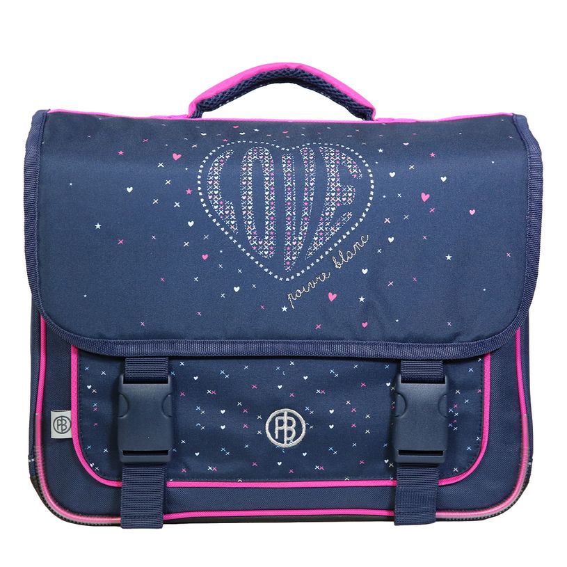 3666311001371-Cartable Poivre Blanc 38 cm - 2 compartiments - bleu - Bagtrotter-P_405114041_1-0