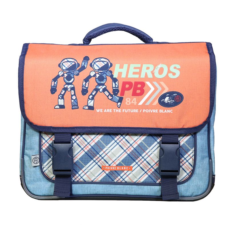 3666311001258-Cartable Poivre Blanc 38 cm - 2 compartiments - orange - Bagtrotter-P_405114046_1-0