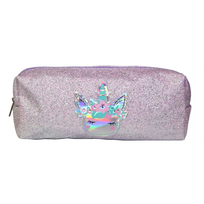 3666311000558-Trousse rectangulaire Licorne - 1 compartiment - violet - Bagtrotter-P_405114139_1-0