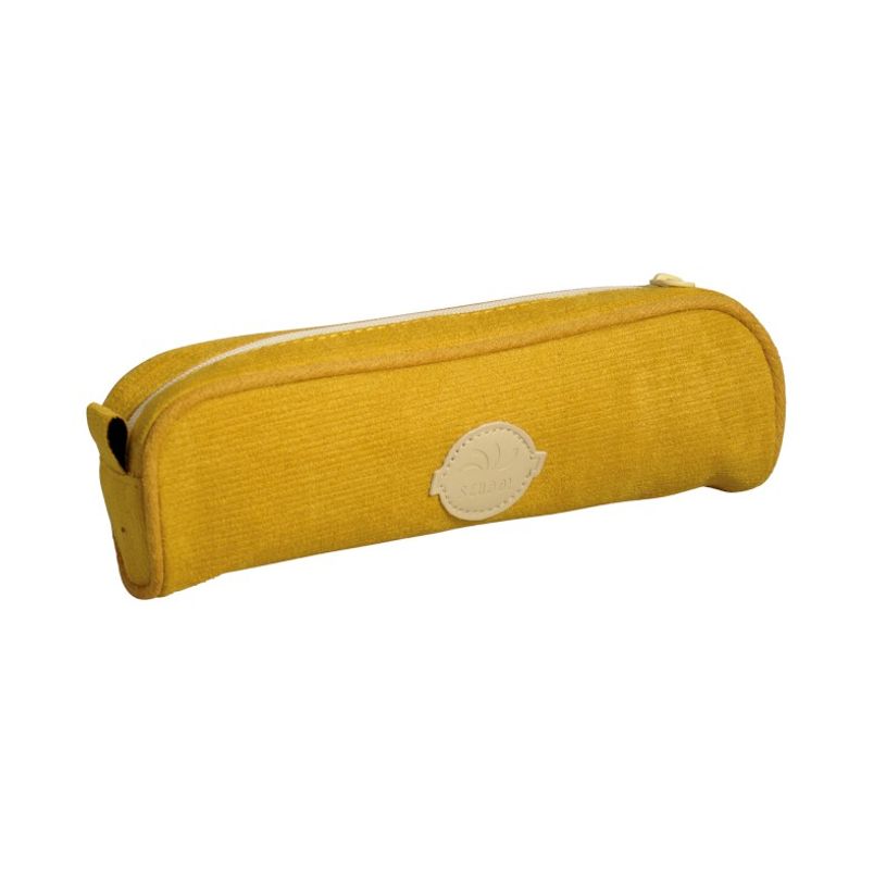 3173744246236-Trousse Velvet ovale velours - 1 compartiment - jaune - Carpentras-P_405114193_1-0
