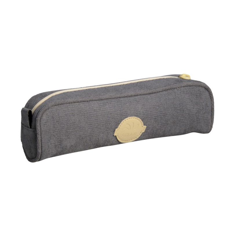3173747246233-Trousse Velvet ovale velours - 1 compartiment - gris - Carpentras-P_405114196_1-0