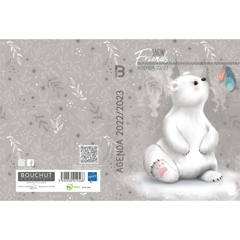 3592930019568-Agenda Snow friends Ours - 1 jour par page - 12,5 x 17,5 cm - Bouchut-P_405114213_2-1