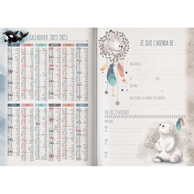3592930019568-Agenda Snow friends Ours - 1 jour par page - 12,5 x 17,5 cm - Bouchut-P_405114213_3-2
