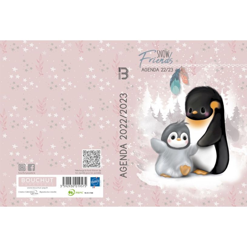 3592930019575-Agenda Snow friends Pingouin - 1 jour par page - 12,5 x 17,5 cm - Bouchut-P_405114214_2-1