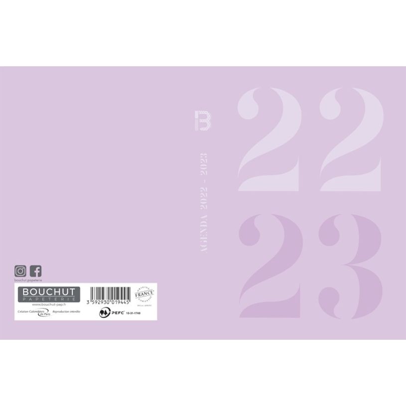 3592930019445-Agenda Monochrome Lilas - 1 jour par page - 12,5 x 17,5 cm - Bouchut-P_405114220_3-2