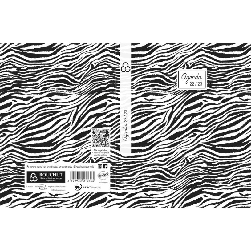 3592930019643-Agenda broché Zèbre - 1 jour par page - 12 x 17 cm - Bouchut-P_405114228_2-1